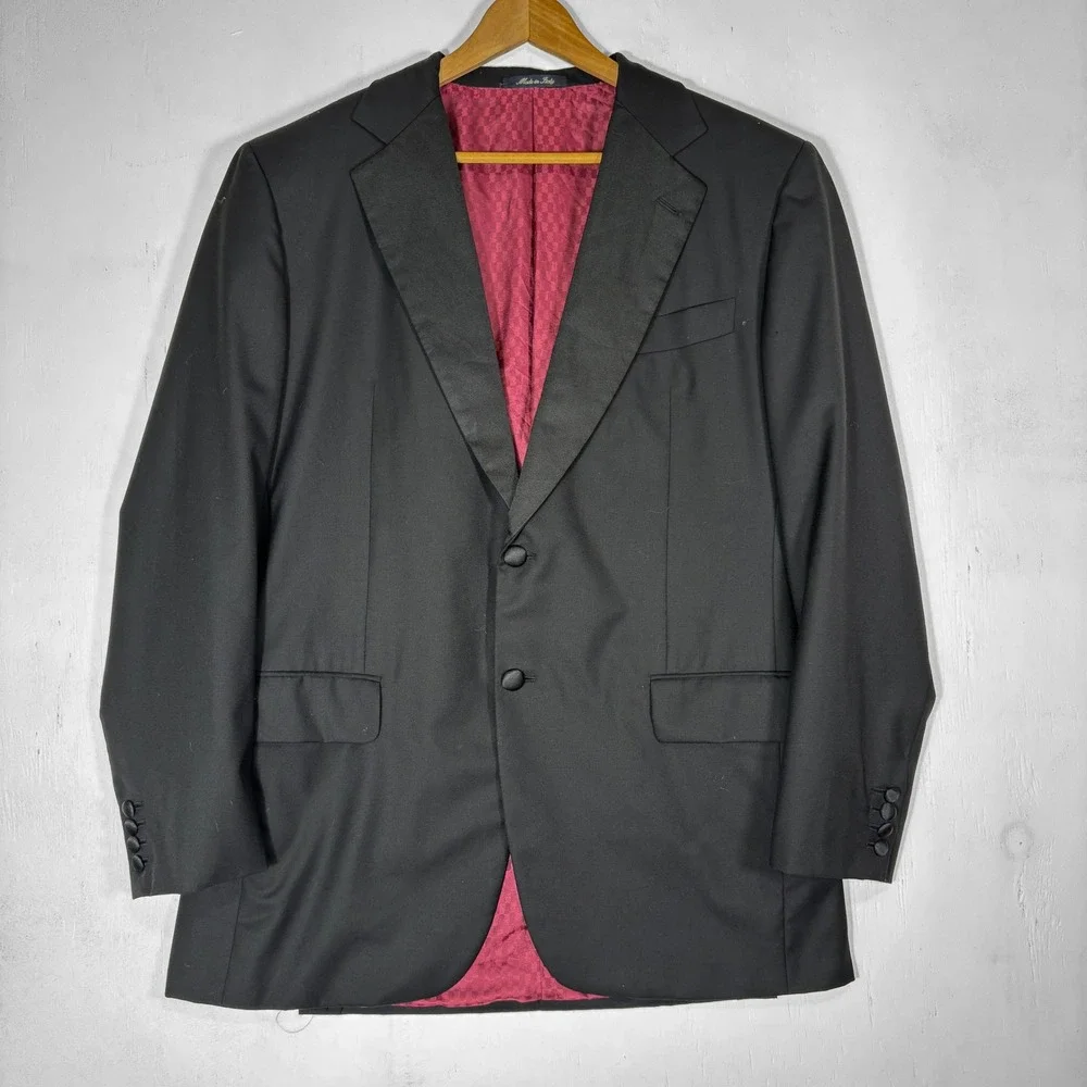 Battistoni Barneys New York Men 42R Black Super 190s Wool Tuxedo Jacket